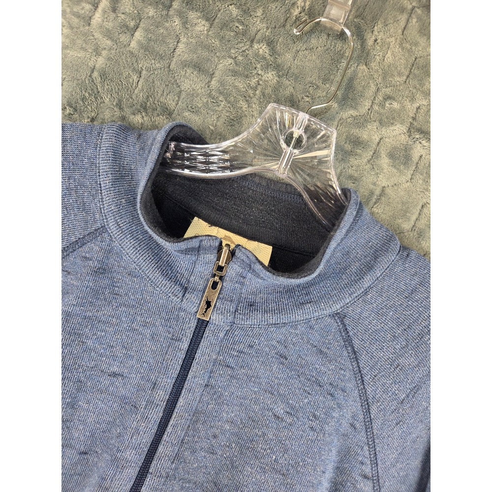 Tommy Bahama Mens Reversible Quarter Zip Pullover Blue Marl Navy Large L